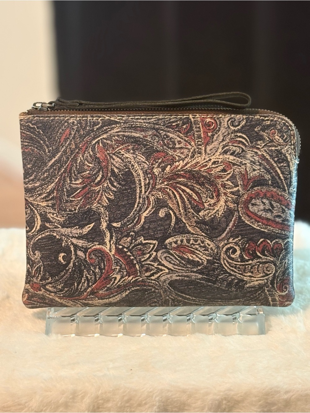 Patricia Nash Black and Red Paisley Zip Pouch